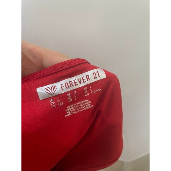 Forever 21 Red One Piece High Leg Graphic BATHING Suit “Sundaze” LG BEACHY - Picture 6 of 10